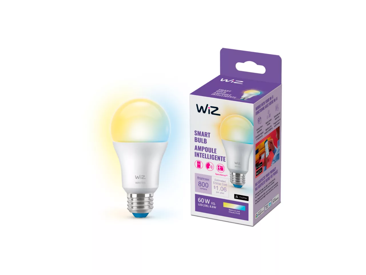 WiZ 60W A19 Color LED Smart Bulb